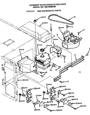 Convection oven/switches and microwave parts