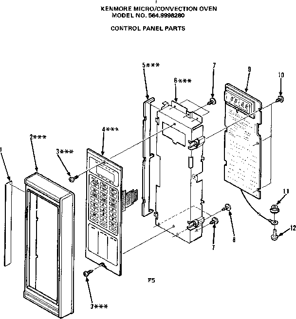 Convection oven/control panel parts