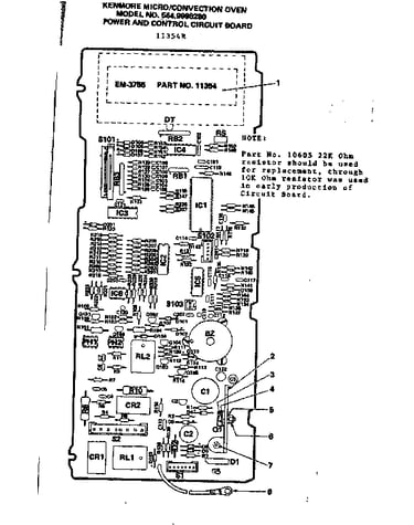 Convection oven/power and control circuit board