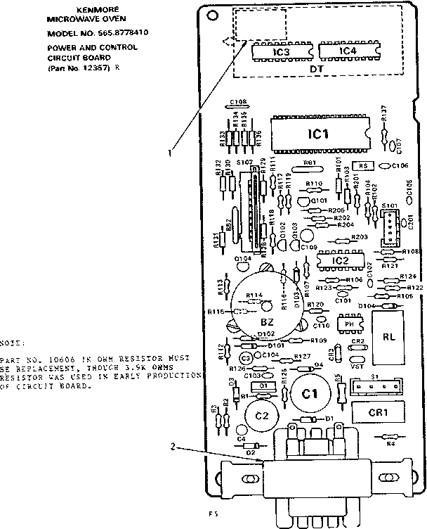 POWER AND CONTROL CIRCUIT BOARD PART NO. 12357R