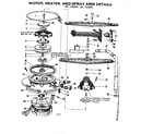 Kenmore 587158300 motor,heater,& spray arm details diagram