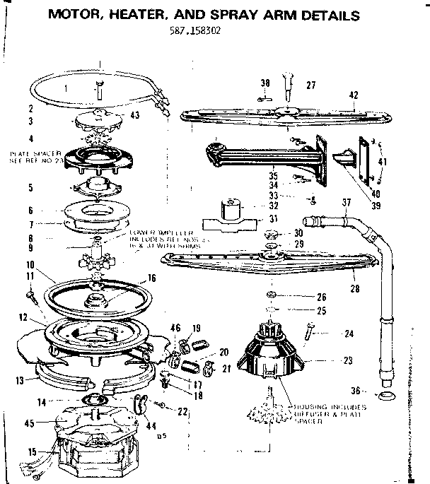 MOTOR HEATER AND SPRAY ARM DETAILS