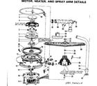 Kenmore 587700210 motor heater and spray arm details diagram