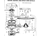 Kenmore 587700213 motor heater & spray arm detail diagram