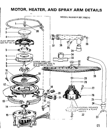 Motor heater & spray arm detail