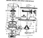 Kenmore 587700414 motor,heater,& spray arm detals diagram