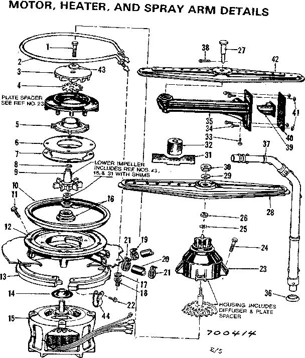 Motor,heater,& spray arm detals