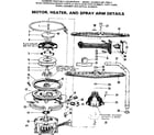 Kenmore 587700511 motor, heater and spray arm details diagram