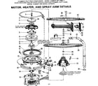 Kenmore 587700514 motor,heater, & spray arm detail diagram