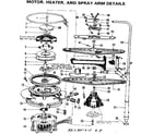 Kenmore 587700610 motor heater and spray arm details diagram
