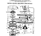 Kenmore 587700611 motor, heater, and spray arm details diagram