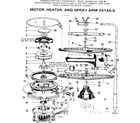 Kenmore 587700614 motor heater and spray arm details diagram