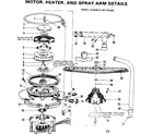 Kenmore 587701003 motor, heater, and spray arm details diagram