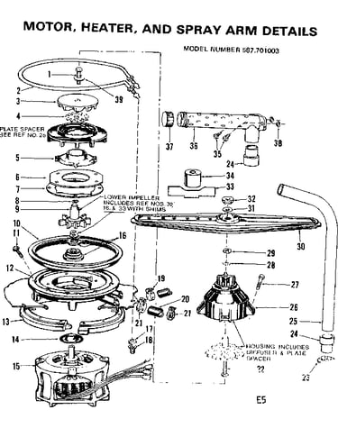 Motor, heater, and spray arm details