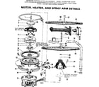 Kenmore 587701201 motor heater and spray arm details diagram
