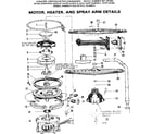 Kenmore 587701203 motor, heater, and spray arm details diagram