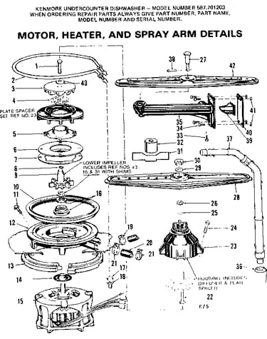 Motor, heater, and spray arm details