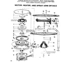 Kenmore 587701300 moror, heater, and spray arm details diagram