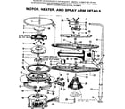 Kenmore 587701401 motor heater and spray arm details diagram