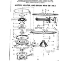 Kenmore 587701803 motor heater and spray arm details diagram