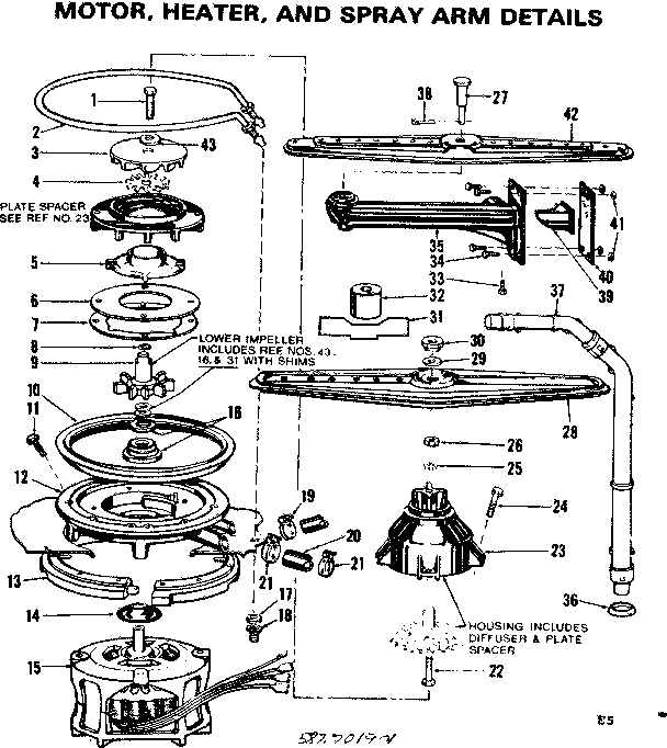 MOTOR HEATER AND SPRAY ARM DETAILS