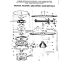 Kenmore 587701903 motor heater & spray arm details diagram