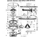 Kenmore 587702000 motor, heater, and spray arm details diagram