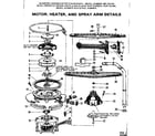 Kenmore 587702100 motor heater and spray arm details diagram