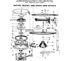 Kenmore 587702103 motor, heater & spray arm details diagram
