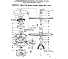 Kenmore 587702200 motor heater & spray arm details diagram