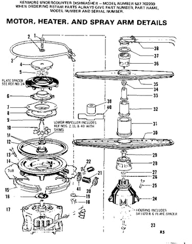 Motor heater & spray arm details