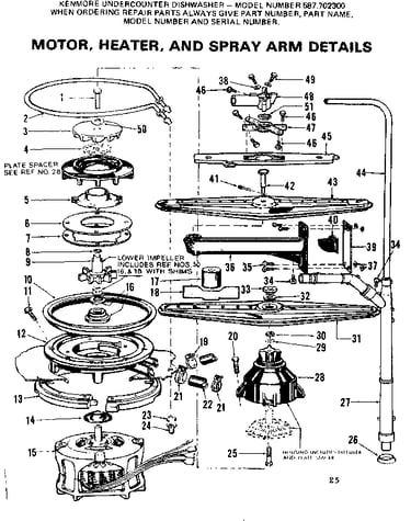 Motor, heater, and spray arm details