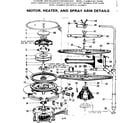 Kenmore 587702400 motor heater and spray arm details diagram
