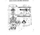 Kenmore 587703102 motor heater and spray arm details diagram