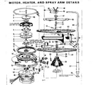 Kenmore 587703300 motor,heater,& spray arm det. diagram