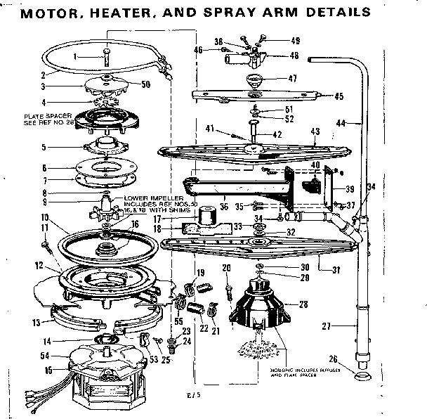 Motor,heater,& spray arm det.