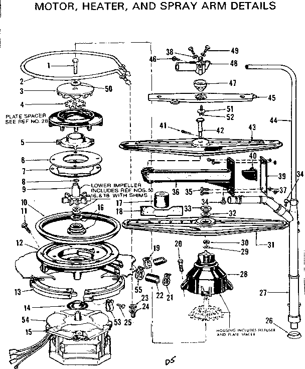 Motor,heater,& spray arm details