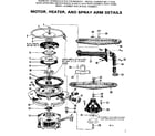 Kenmore 587712203 motor, heater, andspray arm details diagram