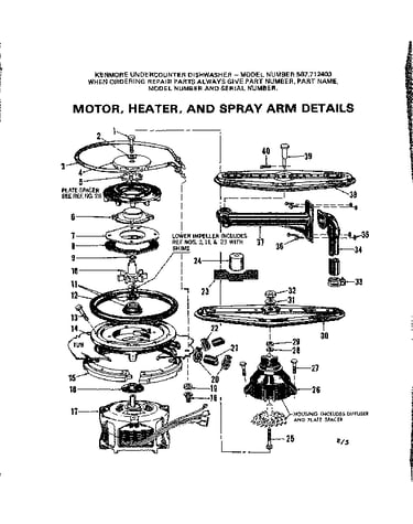 Motor, heater, and spray arm details