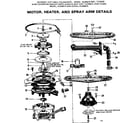 Kenmore 587715410 motor, heater, and spray arm details diagram