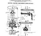 Kenmore 587715610 motor, heater, and spray arm details diagram