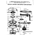 Kenmore 587715613 motor, heater, and spray arm details diagram