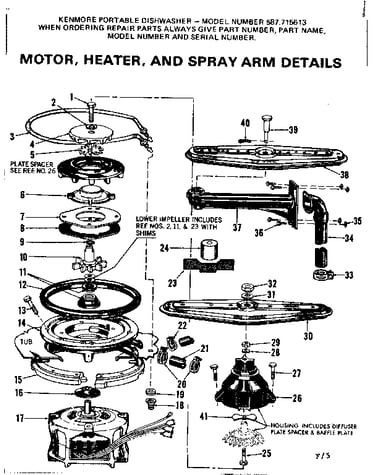 Motor, heater, and spray arm details