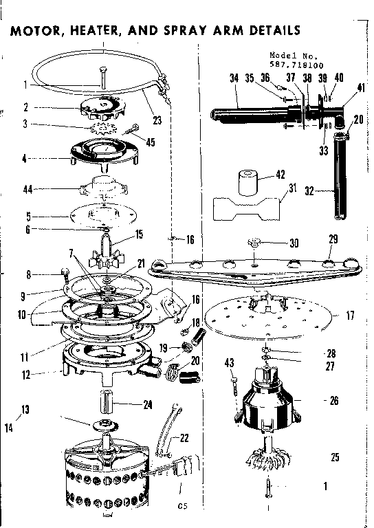 Motor, heater, and spray arm details
