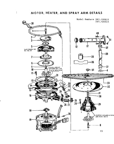Motor, heater and spray arm details