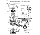 Kenmore 587720415 motor, heater & spray arm details diagram