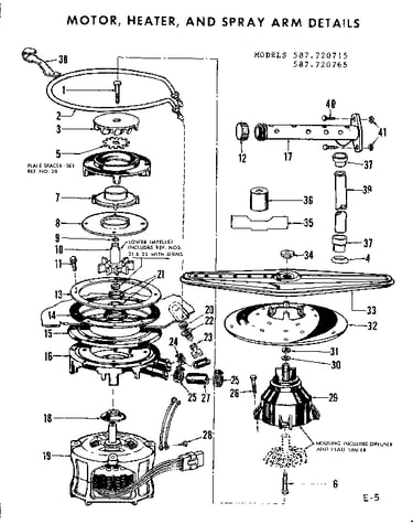Motor, heater and spray arm asm