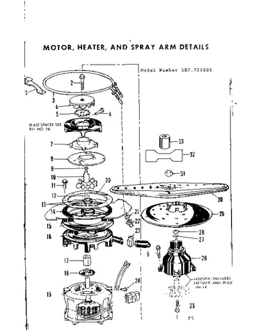 Motor, heater and spray arm details