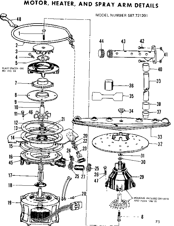 Motor, heater & spray arm details