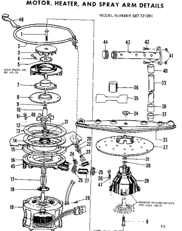 Motor, heater & spray arm details
